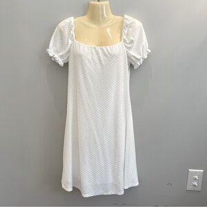 Mikey & Joey Dress Women's Size Large White Textured polka dot Lined Sorority